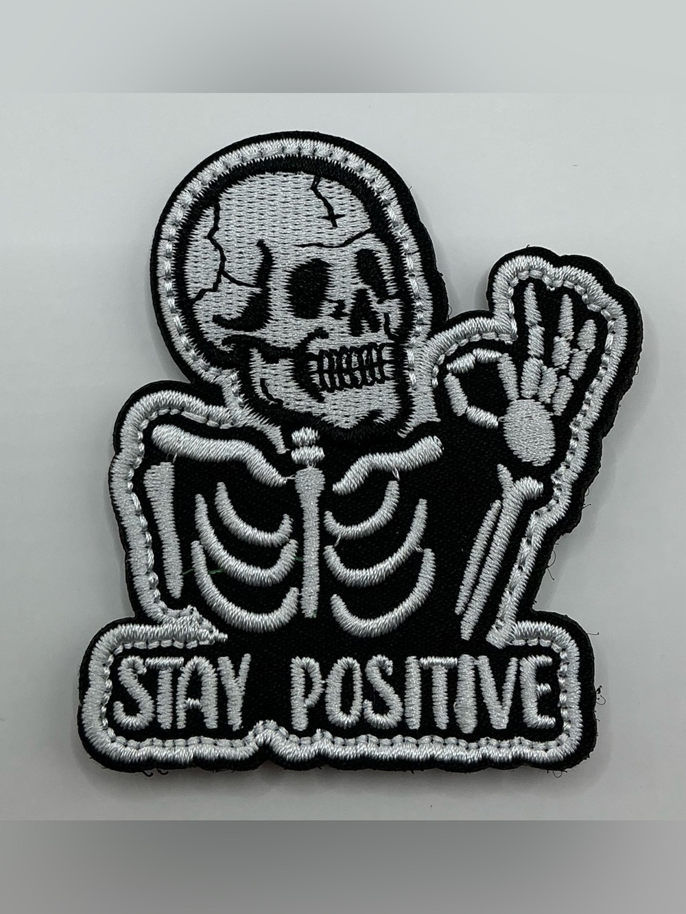 TACTICAL MORAL HOOK AND LOOP PATCH SKELETON STAY POSITIVE NWOT